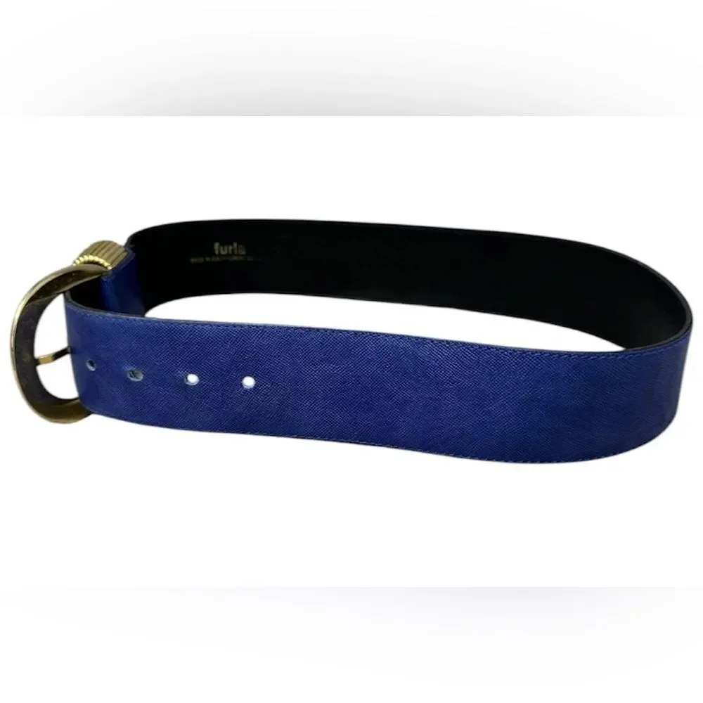 Furla Vintage Blue and Gold Women's Belt